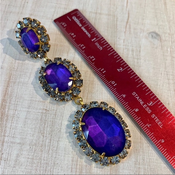 Elizabeth Cole Elegant Purple and Gold Drop Earrings - Picture 8 of 8